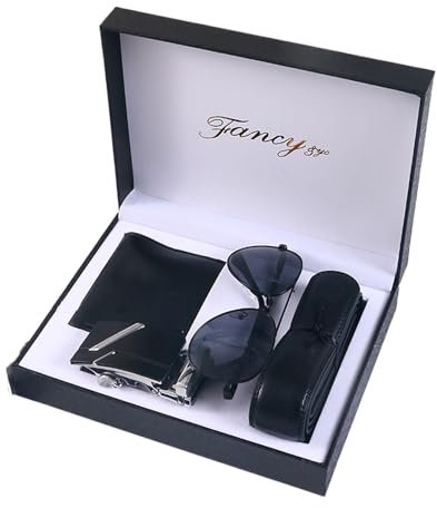 Ruhnjyg Gürtel Geldbörse Brille Set für Männer - Tragbares Vatertagsbox-Set - Leichtes, exquisites Urlaubszubehör für Hochzeitstage, Förderung Glückwunsch