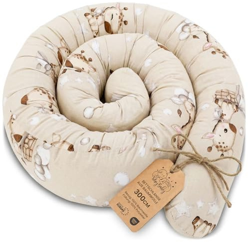 Totsy Baby Seitenschläferkissen Bettschlange Body Pillow 300 cm Baumwolle - Kopfkissen lang Bettrolle Schlafkissen Nackenrolle Kissen Oeko-Tex Giraffen