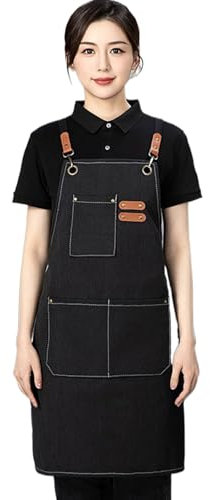 Grembiule da cucina, grembiule da lavoro in tela resistente con tasca per attrezzi, cinghie incrociate porta utensili anticompito impermeabile spesso per cucina officina, panetteria, falegnameria