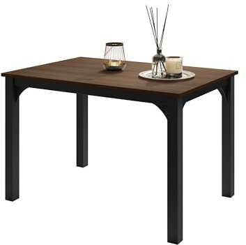 Mirjan24 Tisch für Esszimmer Fagab 120, Rechteckiger Esstisch, Ausziehbarer Tisch für Küche, L:120-158 x H:76 x B:80 cm, Küchentisch, Esszimmertisch (Schwarz/Nuss Franklin Tobacco)