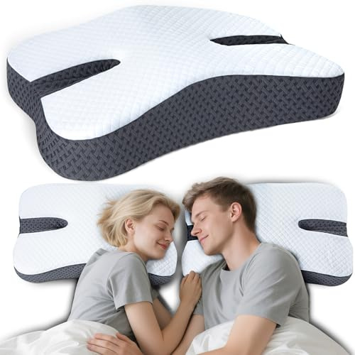 ROOWANA Anti Schnarch Kissen für Seitenschläfer Memory Foam Kissen – Grau | zur Linderung von Schnarchen, multifunktionales ergonomisches Design für Seitenschläfer Schlafqualität Verbessern
