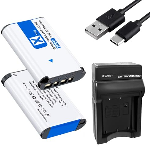 2000mAh Batterie NP-BX1 (Pack de 2) et kit de Chargeur compatibles avec Sony NP-BX1 und ZV-1, Cyber-Shot DSC-RX100, DSC-RX100 II/III/M4/M5/M6/M7/Ⅳ/Ⅴ/Ⅵ/Ⅵ/Ⅶ/VA, DSC-RX100M II, HDR-CX405