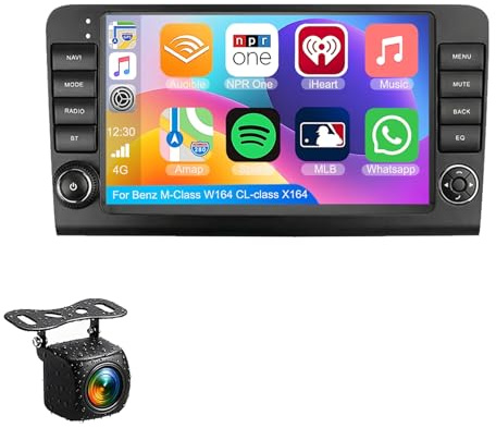 Android 14 Autoradio 2Din GPS Navi für Benz M-Class W164 CL-Class X164 9 Zoll Auto Bildschirm Radio mit Bluetooth 5.0 Carplay Android Auto WiFi 4G DSP SWC MIC+ AHD Rückfahrkamera(S-1(2G+32G))