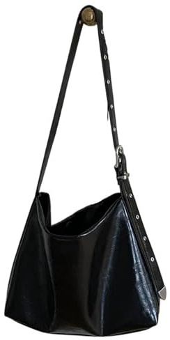 GIYXHU Nieten Crossbody Tasche Große Damenhandtasche, Umhängetasche for Damen, große Beuteltasche, Nieten, PU-Leder, schwarze Damen-Tragetasche