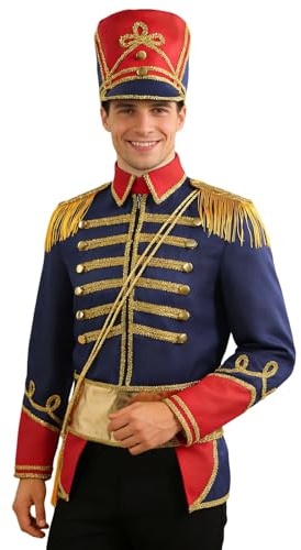 Zanisouta Zirkusdirektor Kostüm Herren Cosplay Soldat Top Jacke Mit Hut Mittelalter Militär Offizier Mantel Renaissance Viktorianisch Prinz Nussknacker Blechmann Fasching Party Outfit