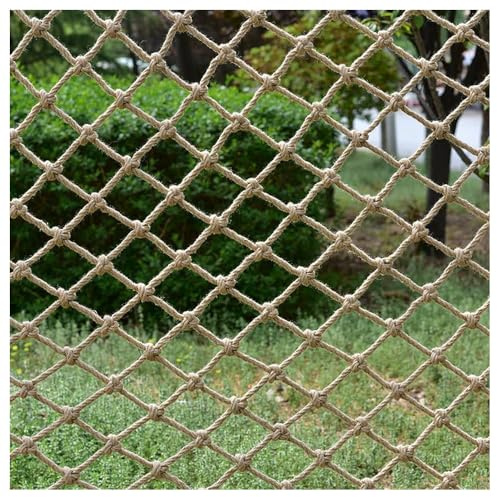 YushenFu 12mm Thicken Hemp Rope Nets, Heavy Duty Safety Anti-Fall Fence Net, Stair Protection Nets Cargo Truck Trailer Mesh, Indoor & Outdoor Retro Decoration Nets(Size:2 * 2m)