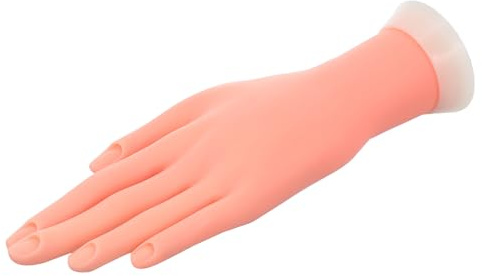 Mannequin de Manucure Main Souple en Silicone Rose pour Formation | Réutilisable, Insertion des Ongles, Facile à Transporter, pour Salons et Étudiants en Manucure