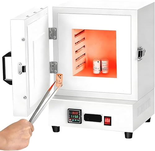 JozyJul Forno Elettrico 1150 ℃, Forno Elettrico 2000W, Forno per Fusione di Metalli con regolatore di Temperatura, Forno Elettrico Industriale per la Cottura di Gioielli e Lavorazione dei Metalli