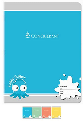 CONQUÉRANT SEPT Lot de 10 Cahiers d'écriture 17x22 cm 70g 32 pages SEYES 3mm coloris aléatoires