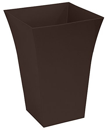 CrazyGadget® Large Milano Tall Planter Square Plastic Garden Flower Plant Pot Gloss Finish - for Indoor and Ourdoor (Chocolate Brown, 1)