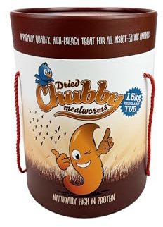 Cardboard Tub Chubby Dried Mealworms (1.5Kg), Dried Mealworms For Wild Birds, Protein Rich Meal Worms High Energy for Birds, Reptiles, Gecko