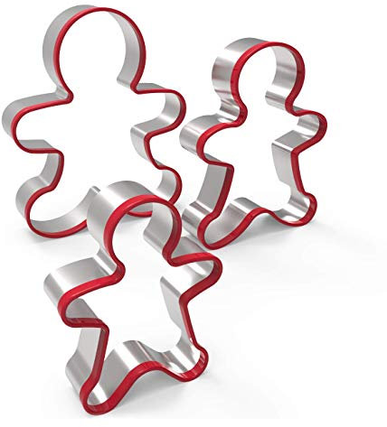 FASAKA Ausstechformen-Set Lebkuchenmann, Lebkuchenjunge, Form mit rotem umweltfreundlichem PVC, 3 Stück