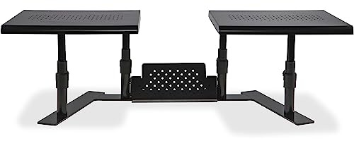 Allsop 31883 Metal Art ErgoTwin Monitorständer mit integrierter Handy-/Tablethalterung für bis zu 61 cm (24 Zoll) Monitor (Pearl Black)