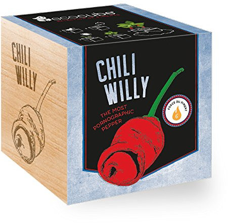 Feel Green - Ecocube, Peperoncino Willy (Potenza del Piccante 6), Idea Regalo (100% Ecologica), Kit per Far Crescere la Propria pianta, Piante in cubi di Legno, Prodotto in Austria