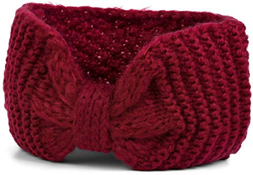 styleBREAKER Damen Strick-Stirnband Reiskorn, Bordeaux-Rot