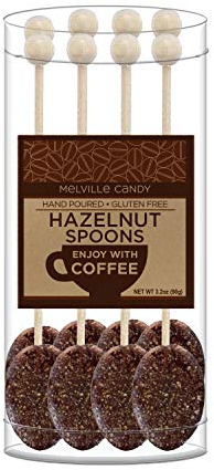 Melville Candy Gourmet Coffee Spoons - Naturally Flavored Stirrers for Beverages - Sweetened Hazelnut, 8 Count
