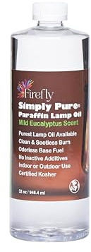 Firefly Fuel Premium Liquid Paraffin Lamp Oil for Indoor Use 32 oz - Indoor Smokeless Odorless Paraffin Oil Fuel for Lamps, Lanterns, Candles, Eucalyptus Scent, Kosher