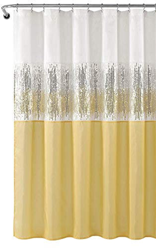 Lush Decor Rideau de Douche Night Sky, 183 x 183 cm, Blanc et Jaune