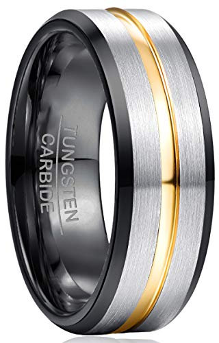 NUNCAD Anello Uomo/Donna/Unisex Tungsteno con Incisione I LOVE YOU Anello Amicizia/Anello Anniversario/Oro rosa/Blu/Nero/Argento Taglia 8mm (12.5-32)