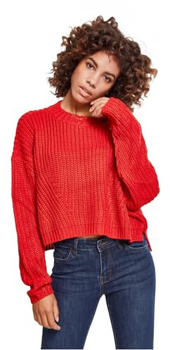 Urban Classics Ladies Wide Oversize Sweater Frauen Sweatshirt rot 4XL 100% Polyacryl Basics