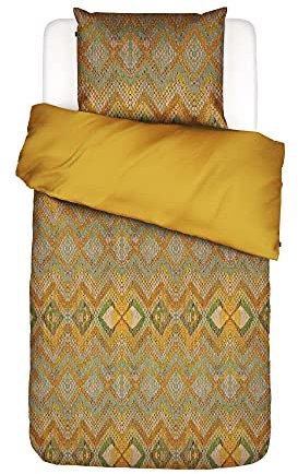 ESSENZA Bettwäsche Fabienne Zickzack Muster Baumwollsatin Senfgelb, 135x200 + 1x 80x80 cm, 401495-100DE-004, Mustard, 135x200 cm + 80x80 cm