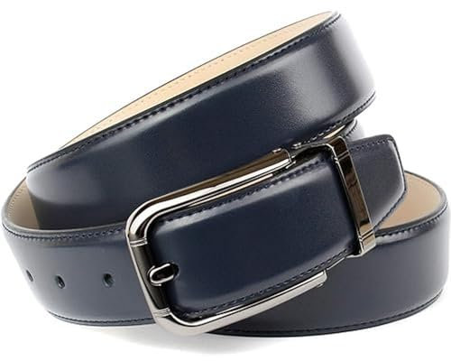 Anthoni Crown Herren Ledergürtel Gürtel, Dunkelblau, 105