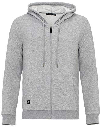 Redbridge Herren Sweatjacke Kapuzenpullover Zip Hoodie mit Reißverschluss Premium Basic Grau XL