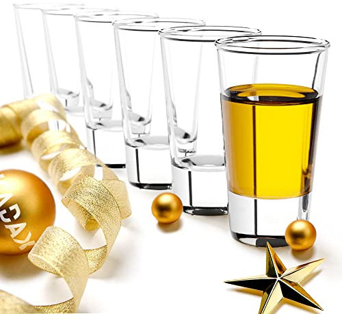 KADAX Schnapsgläser, 6er Set, 28ml, Shotgläser für Alkohol, Brand, Shot, Vodka, Party, Kurze Gläser, Sambuca, Pinnchen (Transparent)