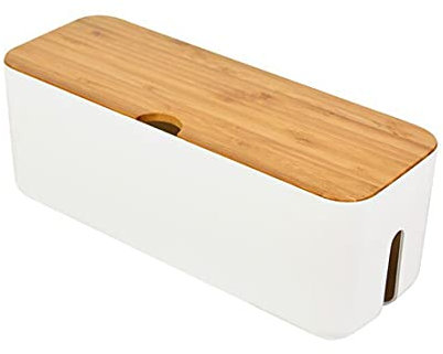 Kabelbox weiß I Kabelorganisation zum Verstecken von Kabelsalat und Steckdosenleisten, Kabelmanagement-Box zum Kabel verstecken bei Kabelsalat – 30 x 11.5 x 11 cm