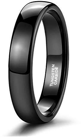 Zakk Ringe Damen Herren Schwarz Wolfram Schmal Schlicht Poliert Ring Verlobungsringe Eheringe Partnerringe 2mm 4mm 6mm 8mm (4mm, 55 (17.5))