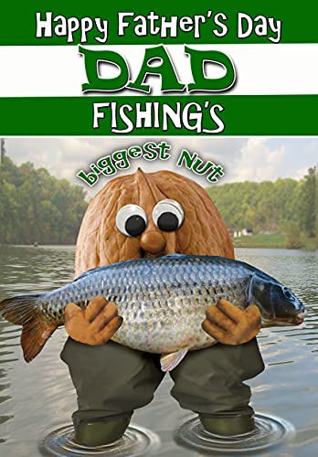 Fishing Father’s Day Card for Dad - Fishing Nut - Option to Change Relation e.g. Stepdad, Grandad or Any Other - Posted Same Day - Full Colour Inside