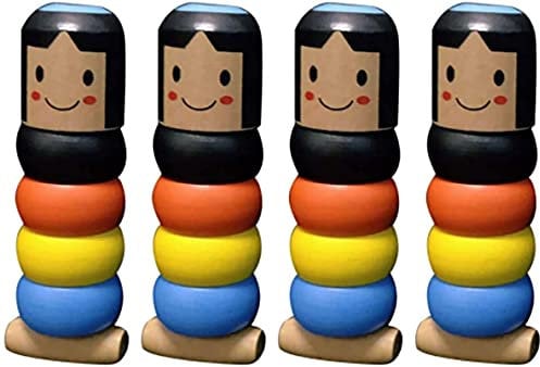 Uposao 4 Stück Unzerbrechliches Magisches Holzspielzeug, Hölzernes Mann Spielzeug Magische Lustige Marionette Daruma mit Magie Wooden Man Magic Toy Weihnachten Stadiums Zauberrequisiten