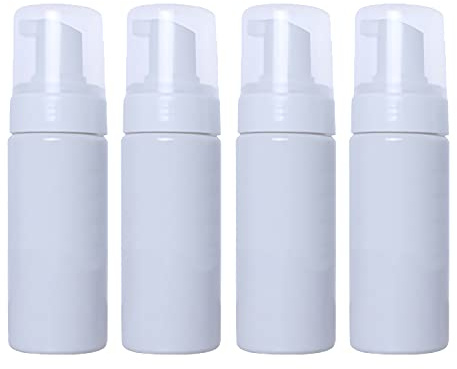 ZEOABSY 4 Stück 150ML Leere Nachfüllbar Weiß PET-Kunststoff Pumpflasche Schaumflasche Seifenspender für Shampoos Reinigung Kosmetik Lotion Flüssigseife