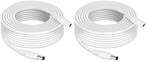 Lonnky 10 Meter 12 Volt Verlängerungskabel, Kompatibel Mit CCTV TAPO Kamera, 12 Volt Netzteil, DVR, TV Box, Kompatibles Stromkabel, 2,1 mm x 5,5 mm Stecker Zu Buchse, 2-Pack (Weiß)