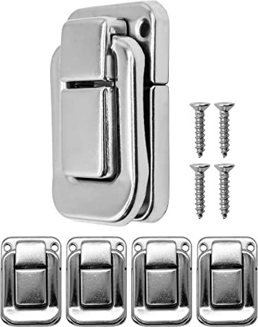 FUXXER 4 chiusure per cassapanche, casse, scatole, design vintage in ottone, 47 x 32 mm, argento