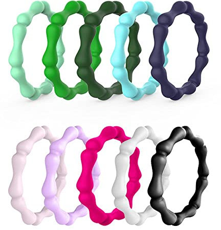 GALANI 10 Stück Silikon Hochzeit Ring Gummibänder Für Frauen Männer 3mm Eheringe Verlobungsring Verlobungsband Größe 62(19.7)