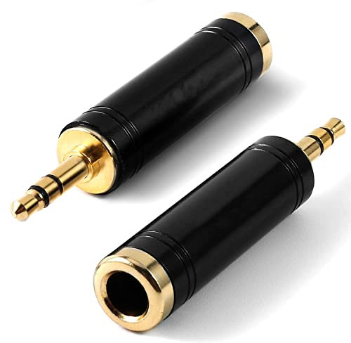 baolongking 2-Pack 1/4'' to 3.5mm Stereo Pure Copper Headphone Adapter,3.5mm(1/8'') Plug Male to 6.35mm (1/4'') Jack Female Stereo Adapter for Headphone, Amp Adapte, (Black)