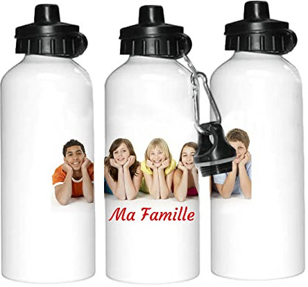 STYLX DESIGN WWW STYLX DESIGN.COM Gourde Bidon personnalisable photo et texte, gourde randonnée, goûter, cadeau original