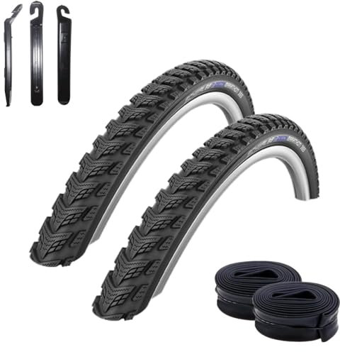 2 x Schwalbe Marathon GT 365 Fahrradreifen DualGuard Reflex Pannenschutz Allwetterreifen 40-622 (28 x 1,50) + 2 Schwalbe SV17 Schläuche inkl. 3 Reifenheber