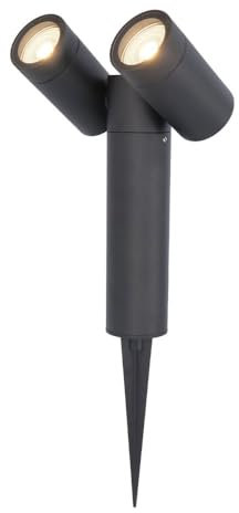 HOFTRONIC - Pinero Doppel LED Gartenstrahler mit Erdspieß - GU10 317° Schwenkbar Dimmbar - 4000K Neutralweiß Erdspießstrahler - Bodenstrahler für Bäume, Sträucher, Teich und Pflanzen
