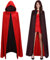 Faburo Halloween Umhang Schwarz Rot Halloween Vampir Kostüm Umhang Mit Temporäre Tattoos Kostüm Halloween Sense für Halloween Party Dekoration Cosplay (Schwarz Rot Doppelseitiges Tragen Gr. XL)