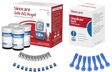 sinocare Blutzuckerteststreifen Set, Teststreifen Blutzucker 100, Safe AQ Angel Blood Sugar Test Strip zur Blutzucker-Kontrolle Blutzucker Messen