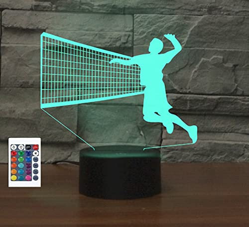 SUPERRUIDALONG 3D Play Volleyball Fernbedienung 16 Farben Nachtlichter Illusion Acryl LED Tisch Nachttisch Lampe Kinder Schlafzimmer Schreibtisch Dekor Geburtstag Geschenke Spielzeug für Kinder