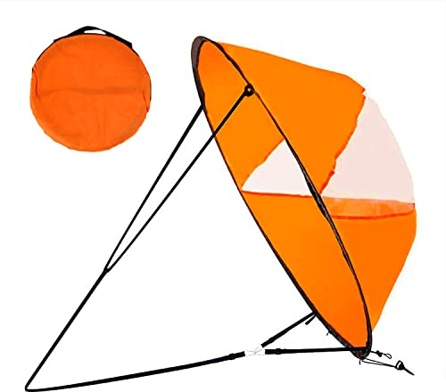 Floving Pop up Kajak Wind Segel, Faltbares Downwind Segel, Tragbare Kanus Downwind Segel, Kajak Segel, Kajaks Kanus (Orange)