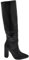 Malu Shoes Stivali donna nero a punta tacco doppio 10 cm lucido altezza ginocchio rigido stampa coccodrillo con zip moda (39 EU)