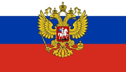 Lixure Russland Flagge mit Adler 180x300cm Russische Flagge mit Wappen Top-Qualität 6x10 Fuß, Russia Flag, Lebendige Farbe Kann Drinnen und Draußen Verwendet Werden
