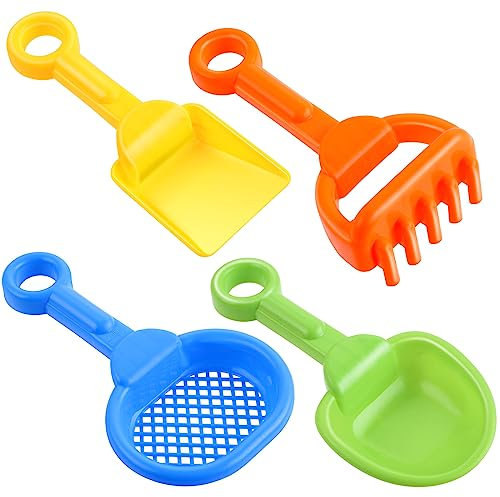 Abeillo Lot de 4 pelles à Sable en Plastique pour Enfants, Petits bacs à Sable en Plein air, bac à Sable, Creuser, bêche, Jeux de Plage, Jeux d'extérieur pour garçons et