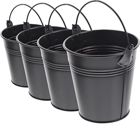 Yardwe 5 Pièces Fête Petit Seau en Métal Jardin Plante Pot Décor De Jardin Petite Plante Fer Chic Noir