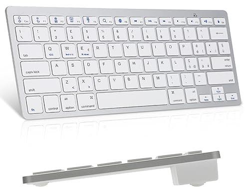 Tastiera Wireless Bluetooth Italiano Layout, Compatibile Qualsiasi Android/Windows/IOS Sistema, Smartphone, Tablet iPad,per Samsung Galaxy Tab, Google Nexus, Amazon Fire, Microsoft, Bianco