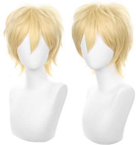 COSPLAZA Blond Cosplay Perücke Kurz Stachelig Flauschig Hitzebeständig Geschichtetes Synthetisches Haar Männer Frauen Halloween Party Perücke